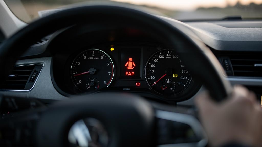 Voyant FAP allumé sur le tableau de bord d'une voiture