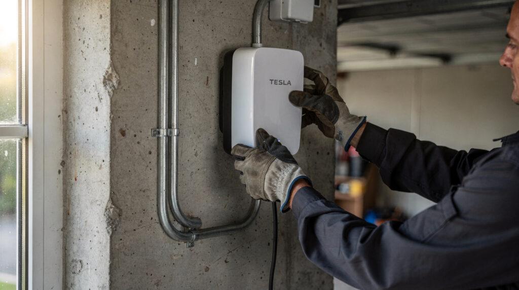 Installation d'une borne de recharge murale dans un garage particulier