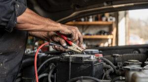 Câbles de démarrage branchés sur une Toyota hybride