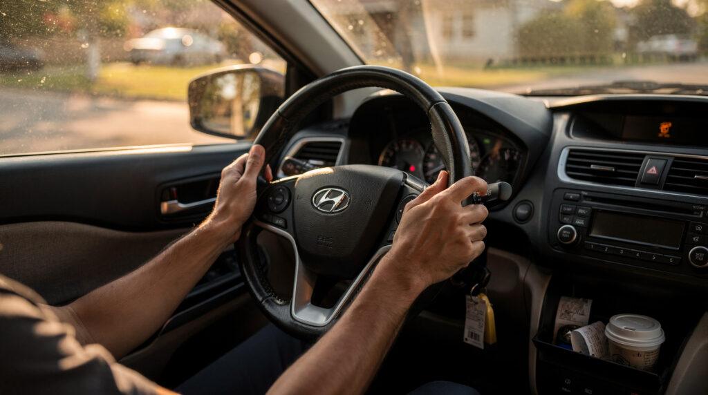 Tableau de bord Toyota Yaris hybride avec voyant allumé